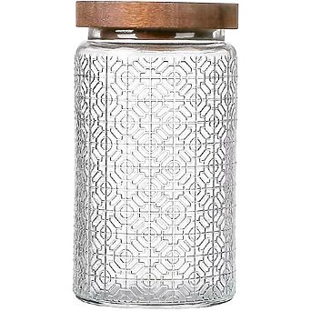 Vintage Glass Storage Jar Set with Airtight Wooden Lids, Kitchen Canisters