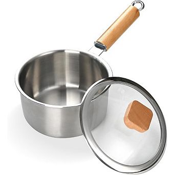 Stainless Steel Saucepan with Glass Lid, Non-Toxic, Induction Safe