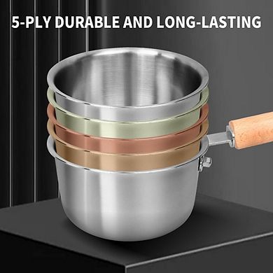 Stainless Steel Saucepan with Glass Lid, Non-Toxic, Induction Safe