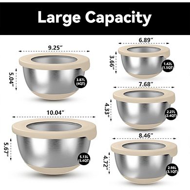 Stainless Steel Mixing Bowl Set, Nesting, Non-Slip, Dishwasher Safe