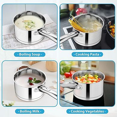 Stainless Steel Saucepan with Lid, Tri-Ply, Induction Safe, Non-Toxic