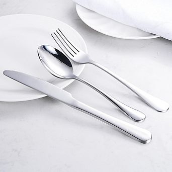 Stainless Steel Flatware Set for 4, 12 pc Mirror Polished, Dishwasher Safe