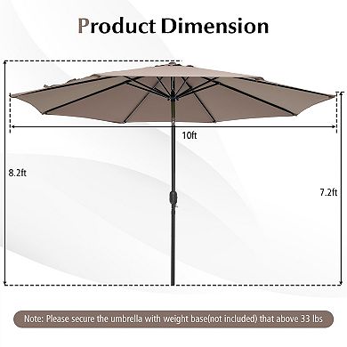 10 Ft Patio Umbrella With Tilt and Crank Outdoor Sun Shade