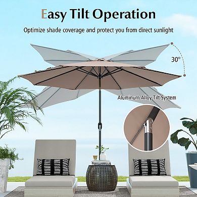 10 Ft Patio Umbrella With Tilt and Crank Outdoor Sun Shade