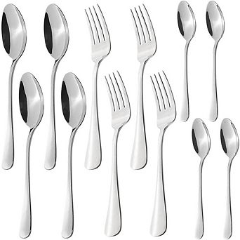 Stainless Steel Dessert Fork and Spoon Set, Mirror Finish, Dishwasher Safe