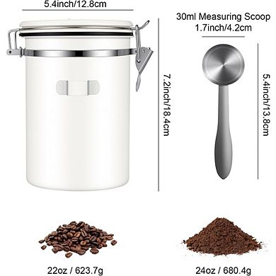 Stainless Steel Coffee Canister with Date Tracker and Scoop, Airtight Storage Jar