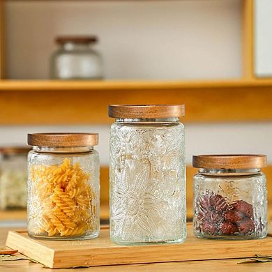 Vintage Glass Storage Jars with Airtight Lids, Kitchen Canister Set