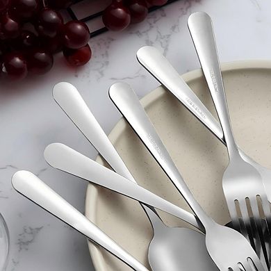Stainless Steel Fork & Spoon Set, 24-Piece Mirror Polished, Dishwasher Safe