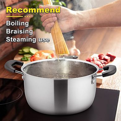 Stainless Steel Stock Pot with Glass Lid, Heavy Duty, Dishwasher Safe