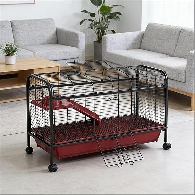 IFMALL Multi-Level Small Animal Habitat with Ramp and Platform for Rabbits and Ferrets