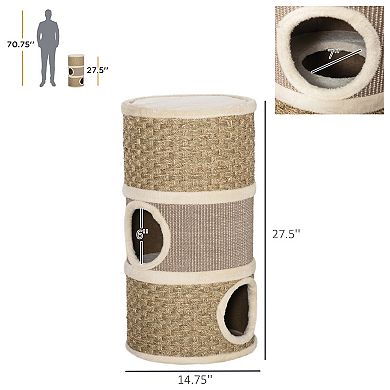 IFMALL Multi-Level Cat Hideaway with Scratching Pads and Cozy Plush Condo