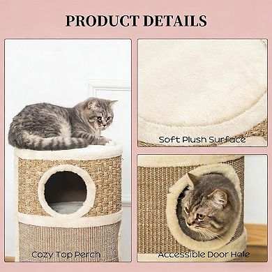 IFMALL Multi-Level Cat Hideaway with Scratching Pads and Cozy Plush Condo