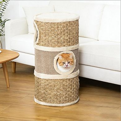 IFMALL Multi-Level Cat Hideaway with Scratching Pads and Cozy Plush Condo