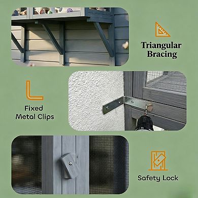 IFMALL Outdoor Wall-Mounted Pet Enclosure Double-Tier Catio Safe Window Box