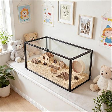 IFMALL Spacious Acrylic Small Animal Habitat Cage for Hamsters and Guinea Pigs