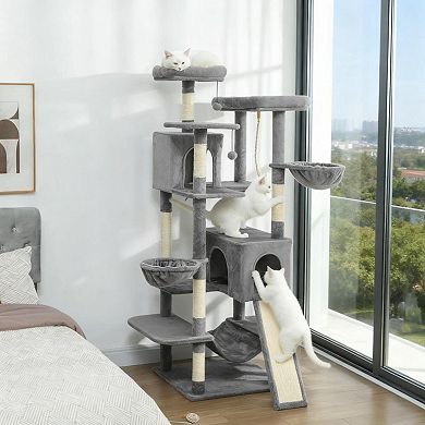 IFMALL Multi-Level Cat Tree Tower with Condos Hammocks Perches Playground