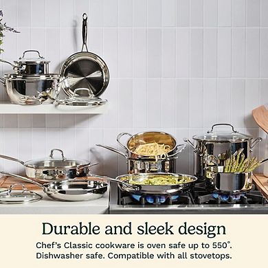 Stainless Steel Saucepan with Lid, Dishwasher Safe, Cool Grip Handles
