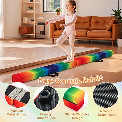 Folding Balance Beam 7 Ft Portable Gymnastics Training Beam