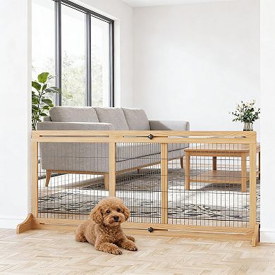 IFMALL Adjustable Freestanding Pet Barrier Gate for Home Safety and Pet Containment
