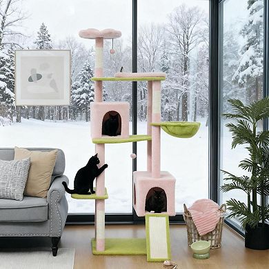 IFMALL Tall Multi-Level Cat Tower with Scratching Posts and Cozy Condos