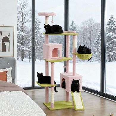 IFMALL Tall Multi-Level Cat Tower with Scratching Posts and Cozy Condos