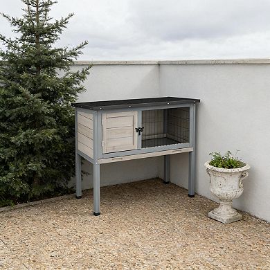 IFMALL Elevated Small Animal Hutch with Removable Tray and Weatherproof Roof