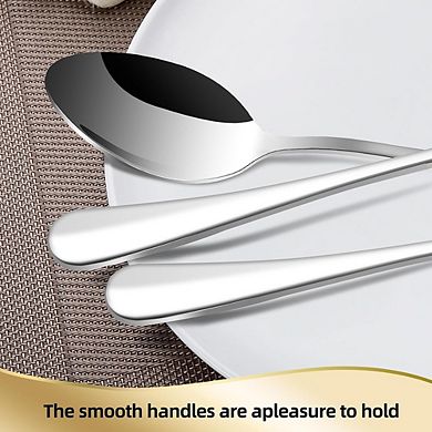 Stainless Steel Spoons & Forks Set, 12-Piece Mirror Polished, Dishwasher Safe