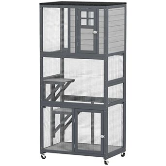 IFMALL Large Outdoor Cat Enclosure with Multi-Level Perches and Wheels
