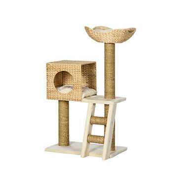 IFMALL Multi-Level Cat Tree with Cozy Cave Bed and Scratching Posts
