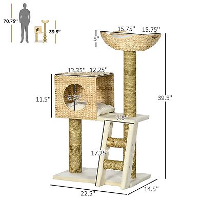 IFMALL Multi-Level Cat Tree with Cozy Cave Bed and Scratching Posts