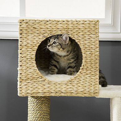 IFMALL Multi-Level Cat Tree with Cozy Cave Bed and Scratching Posts