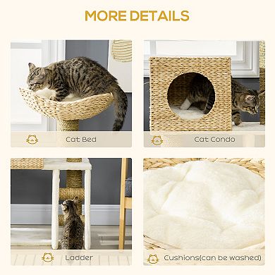 IFMALL Multi-Level Cat Tree with Cozy Cave Bed and Scratching Posts