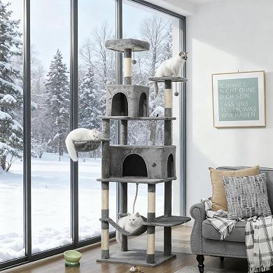 IFMALL Multi-Level Cat Tower with Plush Platforms and Sisal Scratching Posts