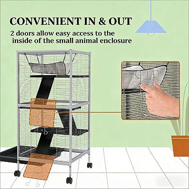 IFMALL Multi-Level Small Animal Habitat Cage with Wheels and Removable Tray