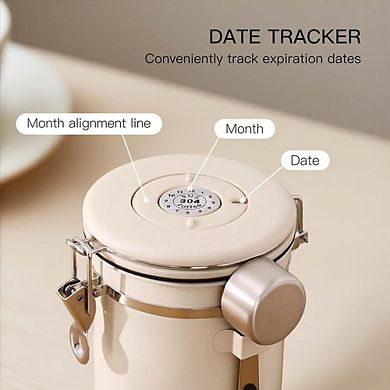 Stainless Steel Coffee Canister with CO₂ Valve and Date Tracker