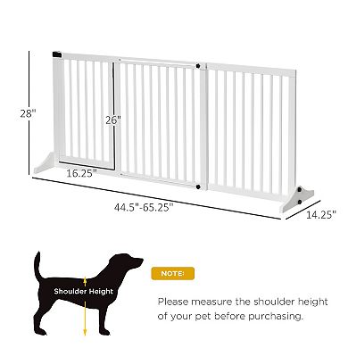 IFMALL Adjustable Freestanding Wood Pet Gate with Safety Door