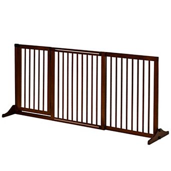 IFMALL Adjustable Freestanding Wood Pet Gate with Safety Door