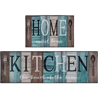 Vintage Farmhouse Kitchen Rug Set Washable Non Slip Rustic Floor Mats