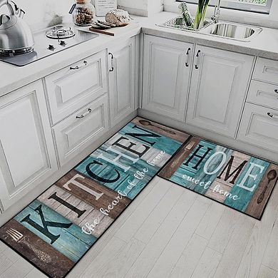 Vintage Farmhouse Kitchen Rug Set Washable Non Slip Rustic Floor Mats
