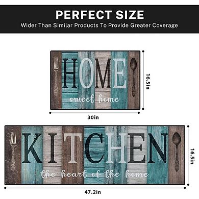 Vintage Farmhouse Kitchen Rug Set Washable Non Slip Rustic Floor Mats
