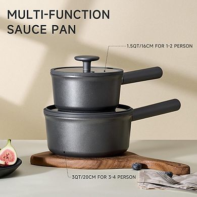 Titanium Nonstick Saucepan with Lid, PFOA/PFAS-Free, Oven & Dishwasher Safe
