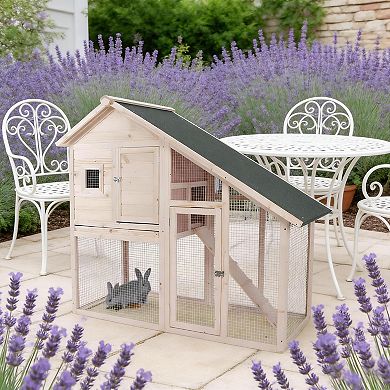 IFMALL Spacious Weatherproof Outdoor Small Animal Hutch with Elevated House
