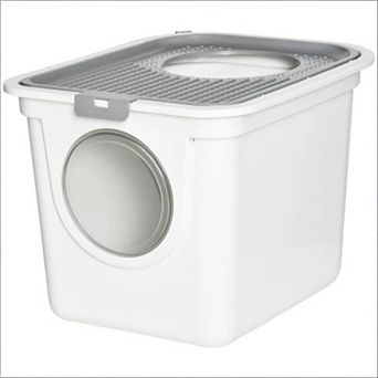 IFMALL Enclosed Top Exit Cat Litter Box with Privacy Hood and Scoop