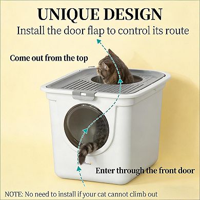 IFMALL Enclosed Top Exit Cat Litter Box with Privacy Hood and Scoop