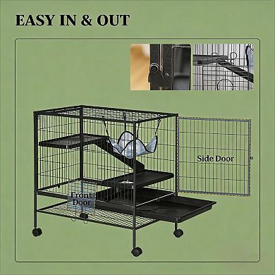 IFMALL Multi-Level Small Animal Habitat Cage with Rolling Wheels