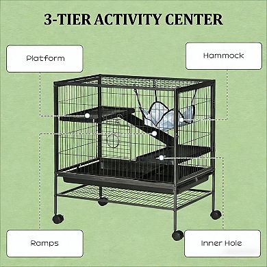 IFMALL Multi-Level Small Animal Habitat Cage with Rolling Wheels