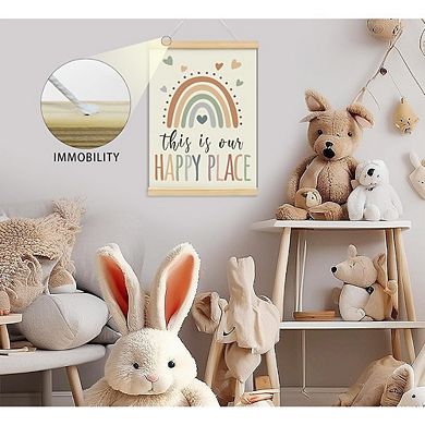 This Is Our Happy Place Poster Hanger Frame Rainbow Nursery Wall Decor