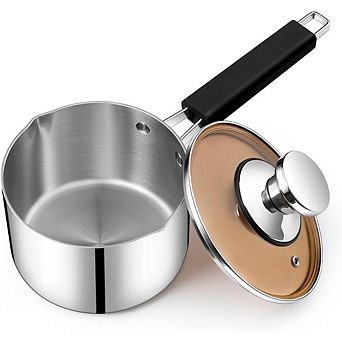 Tri-Ply Stainless Steel Saucepan with Lid, Induction Safe, Dishwasher Safe