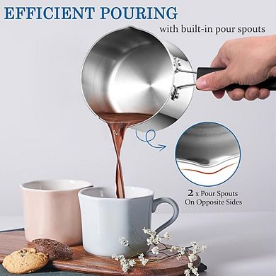 Tri-Ply Stainless Steel Saucepan with Lid, Induction Safe, Dishwasher Safe