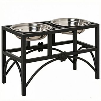 IFMALL Heavy Duty Elevated Double Pet Feeding Station with Stainless Steel Bowls